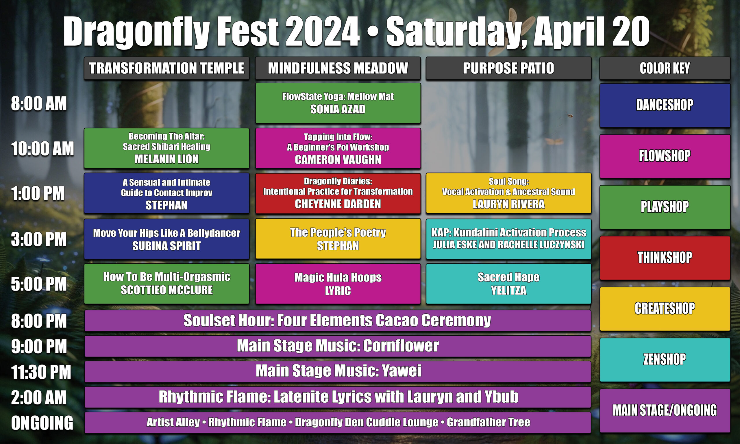 Dragonfly Fest 2024 Schedule - Saturday
