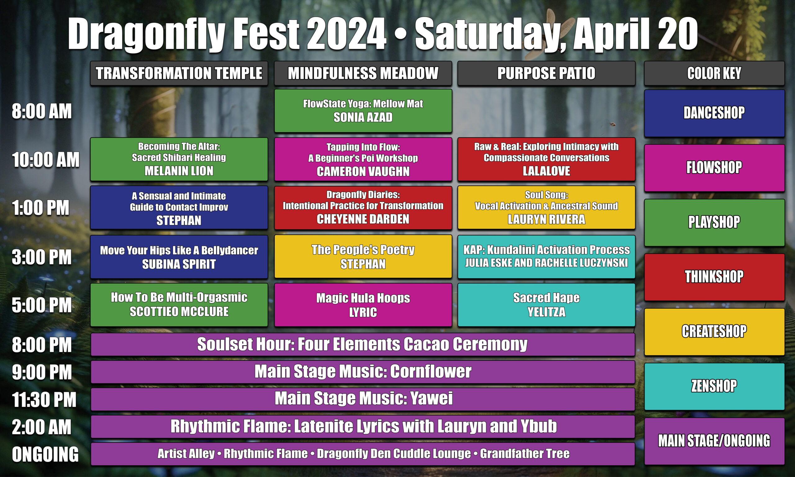 Dragonfly Fest 2024 Schedule - Saturday
