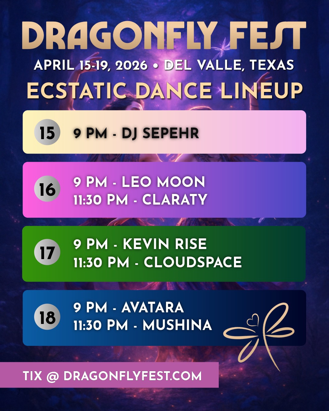 Dragonfly Fest 2026 - Ecstatic Dance Music Lineup