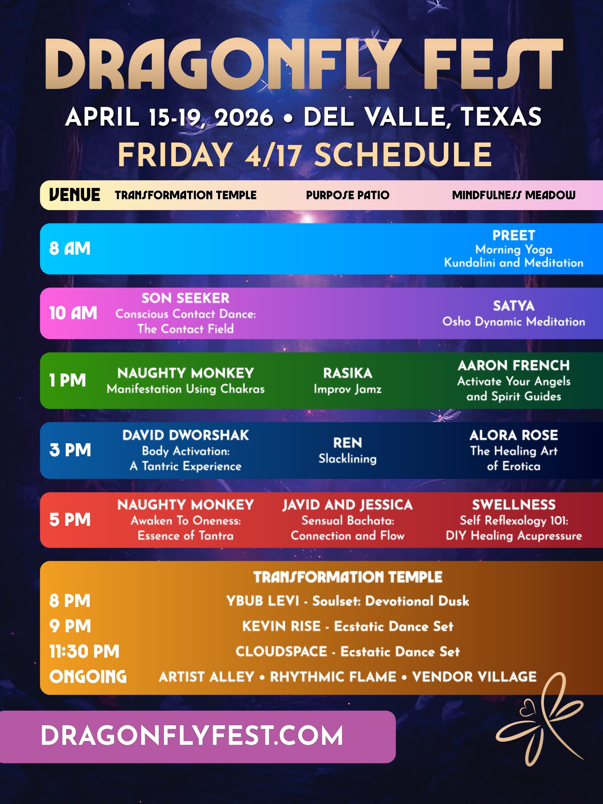 Dragonfly Fest 2026 - Schedule Friday
