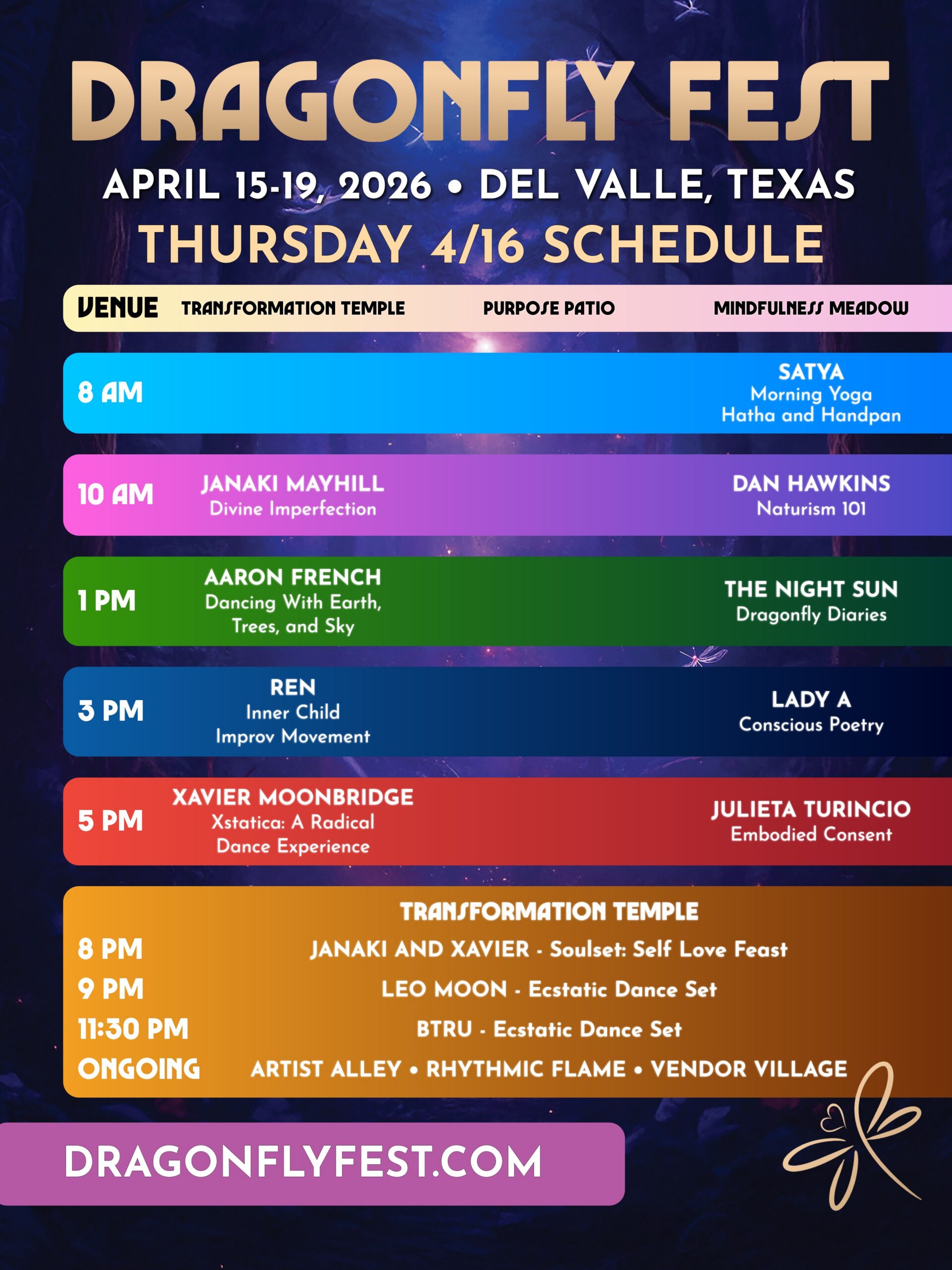 Dragonfly Fest 2026 - Schedule Thursday